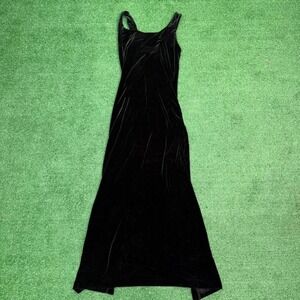 Vintage Betsey Johnson Velvet Maxi Dress Womens size 6 Black Witchy Whimsygoth
